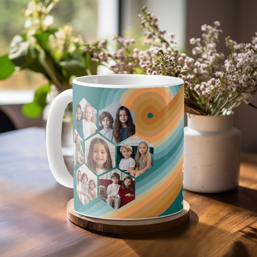 7 Foto Collage funkionierte Hexagon Muster Sonnenu Kaffeetasse