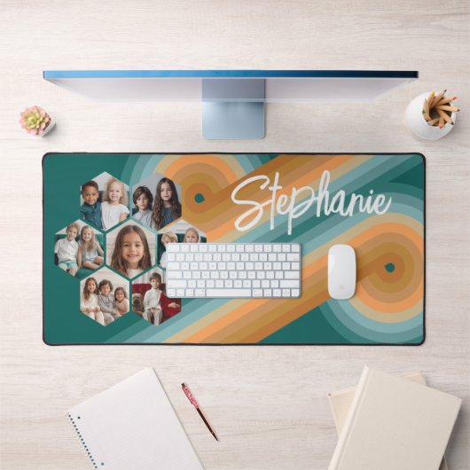 7 Foto Collage funkionierte Hexagon Muster Sonnenu Schreibtischunterlage (Büro 1)