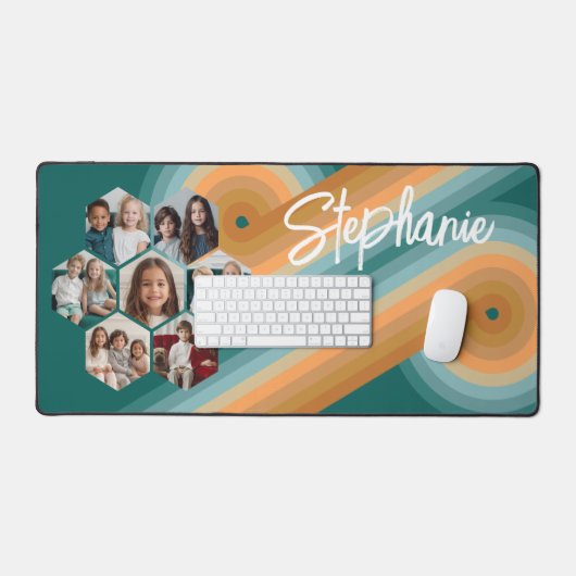 7 Foto Collage funkionierte Hexagon Muster Sonnenu Schreibtischunterlage (Tastatur & Maus)