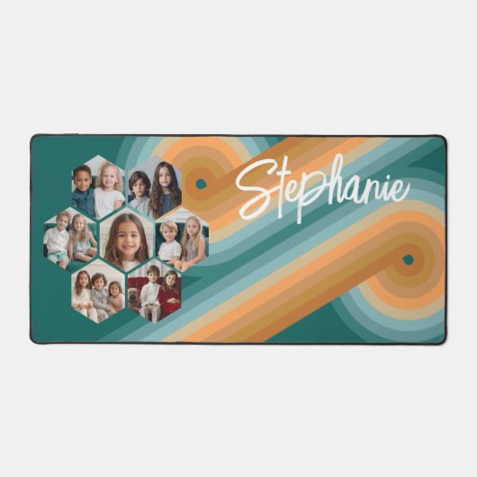 7 Foto Collage funkionierte Hexagon Muster Sonnenu Schreibtischunterlage (Vorderseite)