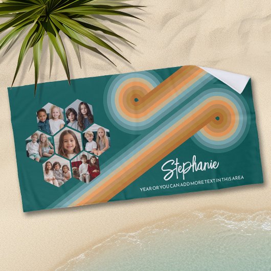 7 Foto Collage funkionierte Hexagon Muster Sonnenu Strandtuch