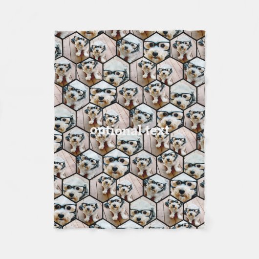 7 Foto Collage - funky hexagon Muster schwarz Fleecedecke (Vorderseite)