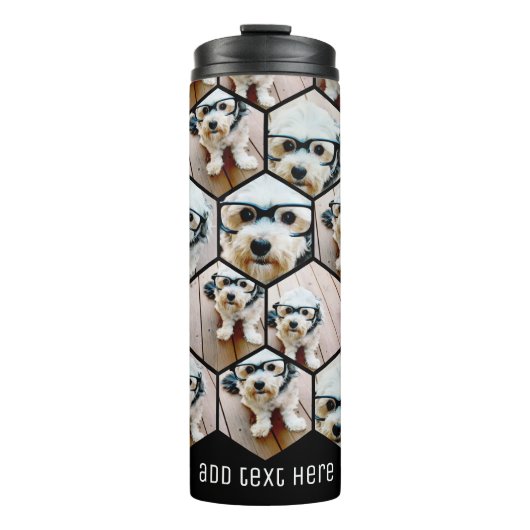 7 Foto Collage - funky Hexagon Muster schwarz Thor Thermosbecher (Vorderseite)