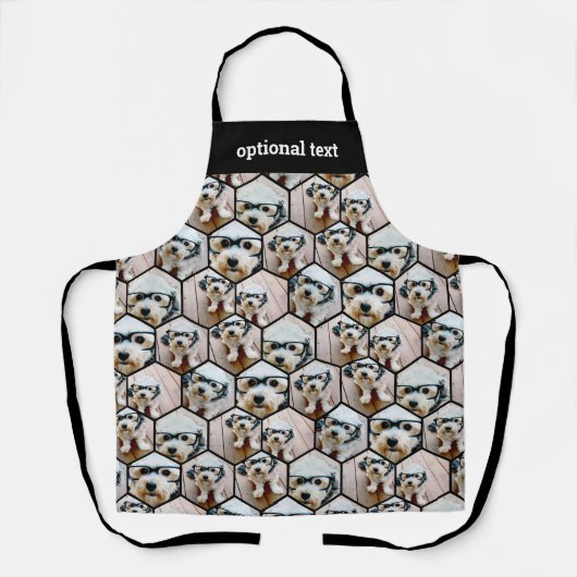 7 Foto Collage - funky hexagon Muster weißer Text Schürze (Vorderseite)