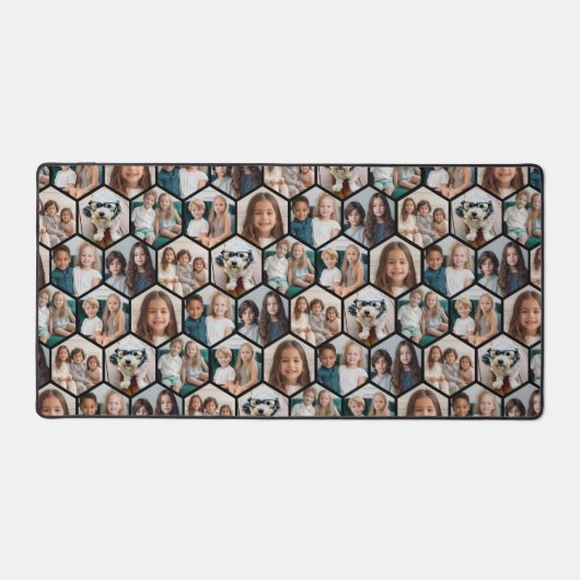 7 Foto Collage - funky hexagon pattern - schwarz Schreibtischunterlage (Vorderseite)