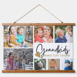 7 Foto Collage Grandkids machen lebensgroßes Zitat Wandteppich Mit Holzrahmen