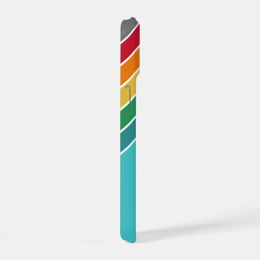 7 Foto Collage mit Retro-70er inspirierte Streifen iPhone 15 Hülle (Rechte Seite)