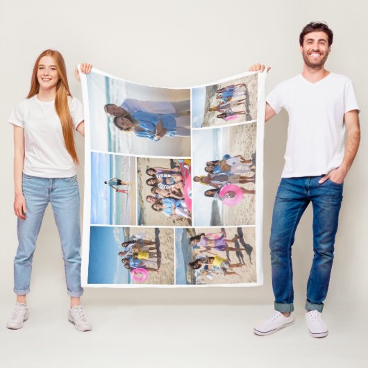 7-Foto-Collage-Vorlage personalisiert Fleecedecke (Beispiel)