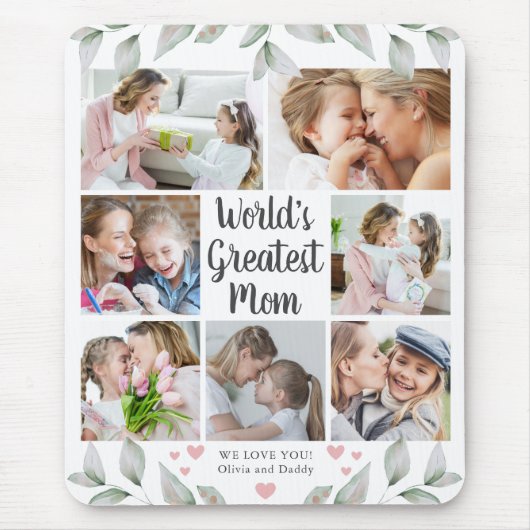 7 Foto Collage World's GRÖSSTE MAMA Grüne Mousepad (Vorne)