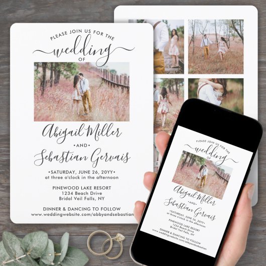 7 Foto Einfache moderne Kalligraphie Elegante Hoch Einladung