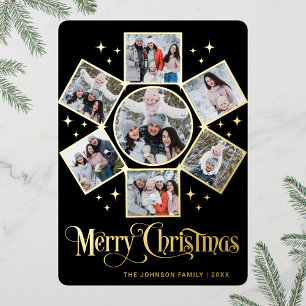 7 FOTO Funkeln Frohe Weihnachten Gruß Rose Gold Folien Feiertagskarte