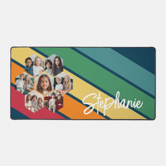 7 Foto Hexagon Collage Retro Strip - Kalligrafie Schreibtischunterlage (Vorderseite)