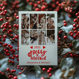 7 Foto Minimialist Merry und Verheiratet Feiertagskarte