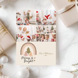 7 Foto Retro Regenbogen Merry & Bright Feiertagskarte