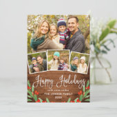 7 FOTO Weihnachten Rustikales Braun Holz Gruß (Stehend Vorderseite)