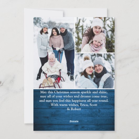 7 FOTO Weihnachten Rustikales Holz Gruß (Rückseite)