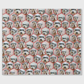 7 FotoCollage - Funkes Hexagon-Muster - rot Geschenkpapier (Flach)