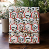 7 FotoCollage - Funkes Hexagon-Muster - rot Geschenkpapier