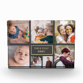 7 FotoCollage Minimalistisch - Gold und Weißgitter Fotoblock (Vorderseite)