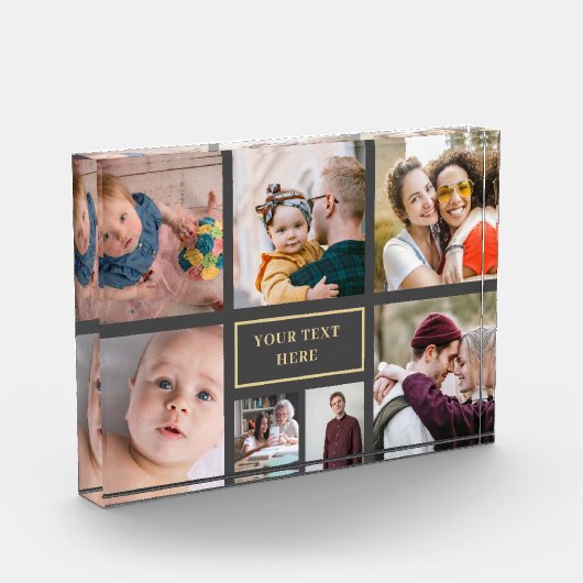 7 FotoCollage Minimalistisch - Gold und Weißgitter Fotoblock (Links)