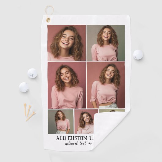 7 FotoCollage - Moderne Minimal Schwarz und Weiß Golfhandtuch (Insitu)