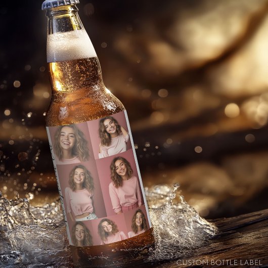 7 FotoCollage - Modernes Minimales Weiß Bierflaschenetikett