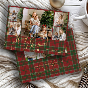 7 Fotos Frohe Weihnachten rot grün kariert elegant