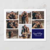 7 Fotos Happy Holidays Modernes Collage Navy Blue Postkarte (Vorderseite)