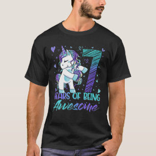 7. Geburtstag 7 Jahre Alte Girl Flossing Unicorn T T-Shirt
