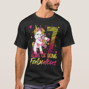 7. Geburtstag 7 Jahre Altes Girl Flossen Einhorn P T-Shirt