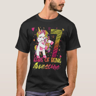 7. Geburtstag 7 Jahre Altes Girl Flossen Einhorn P T-Shirt
