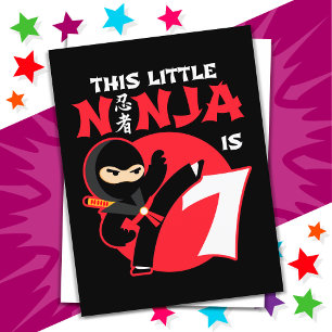 7. Geburtstag 7 Jahre Altes Kind Party Little Ninj Postkarte