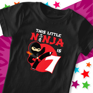 7. Geburtstag 7 Jahre Altes Kind Party Little Ninj T-Shirt