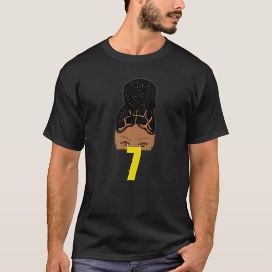 7. Geburtstag Afrikanisches Junge Mädchen Braided  T-Shirt (Vorderseite)