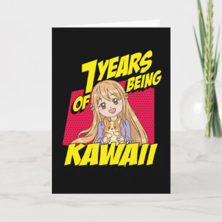 7. Geburtstag Anime Girl 7 Jahre Kawaii Karte