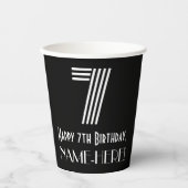 7. Geburtstag — Art Deco Inspiriert Aussehen "7" + Pappbecher (Vorderseite)
