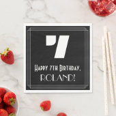 7. Geburtstag: Art Deco Inspiriert Look "7" + Name Serviette (Beispiel)