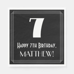 7. Geburtstag ~ Art Deco Inspiriert Look "7", Name Serviette