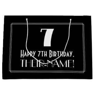 7. Geburtstag: Art Deco Inspiriert Stil "7", Name Große Geschenktüte