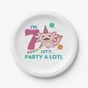 7. Geburtstag Axolotl Siebenjähriges Sweet Axolotl Pappteller