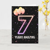 7. Geburtstag Ballons und Confetti Karte (Gelbe Blume)