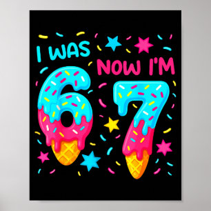 7. Geburtstag Baseball Eiscreme Ich war 6 jetzt bi Poster