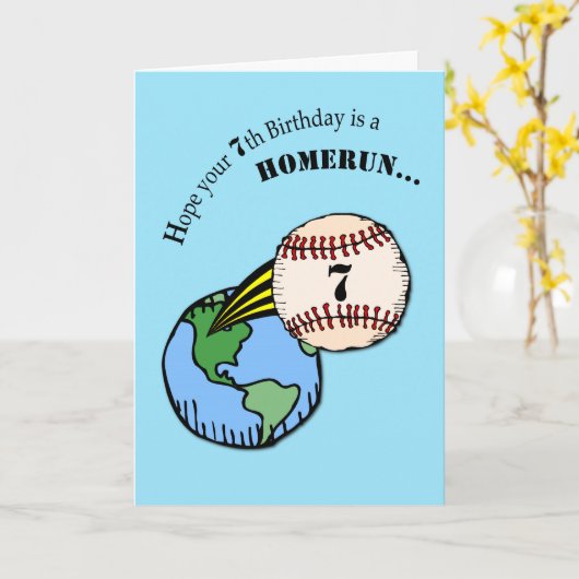 7. Geburtstag Baseball Zuhause Run Karte (Gelbe Blume)