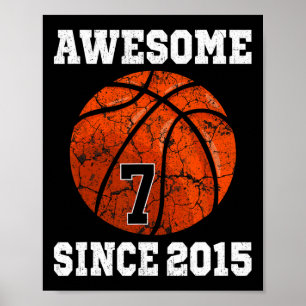7. Geburtstag Basketballspieler 7 Jahre Alt Vintag Poster