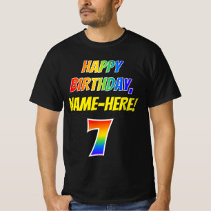 7. Geburtstag — Bold, Fun, Rainbow 7, Individuelle T-Shirt