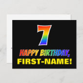 7. Geburtstag: Bold, Fun, Simple, Rainbow 7 Postkarte (Vorne/Hinten)