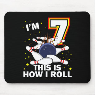 7. Geburtstag Bowling ich bin 7 Jahre alt B-Tag Fu Mousepad