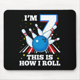 7. Geburtstag Bowling ich bin 7 So Roll Funn Mousepad