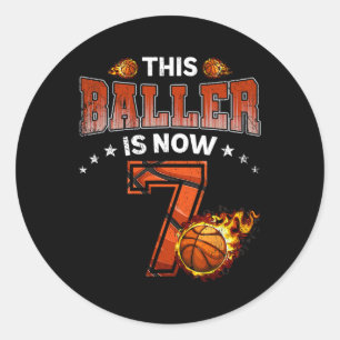 7. Geburtstag Boys Basketball Spieler Geschenke 7 Runder Aufkleber