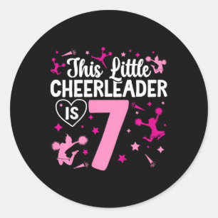 7. Geburtstag Cheerleading Mädchen Sieben Jahre al Runder Aufkleber